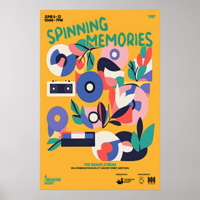 Póster Retro Vinyl Record Art Print Mid-Century Modern (Frente)