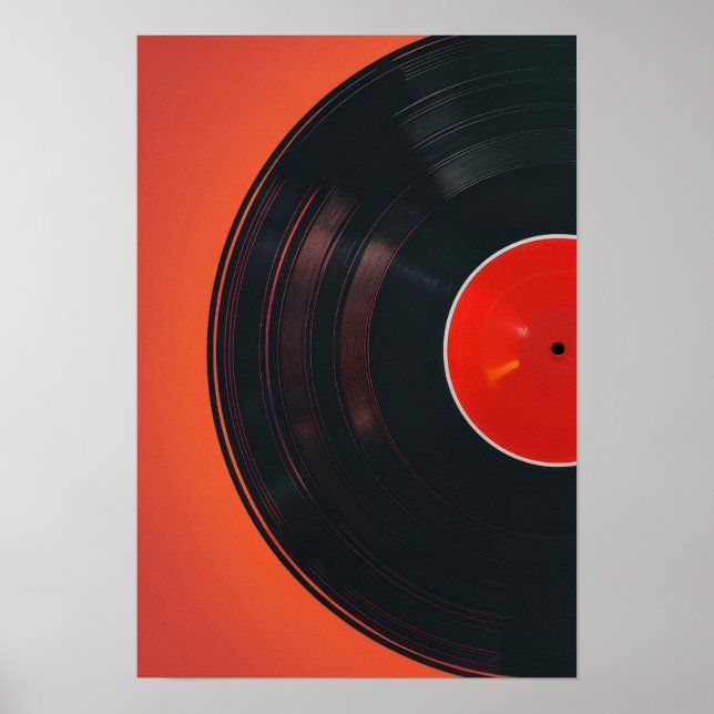 Póster Retro Vinyl Record Pop Art - Vibrant Red and Black (Frente)