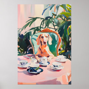 Póster Retro Weimaraner, Pintura al Óleo de Weimar