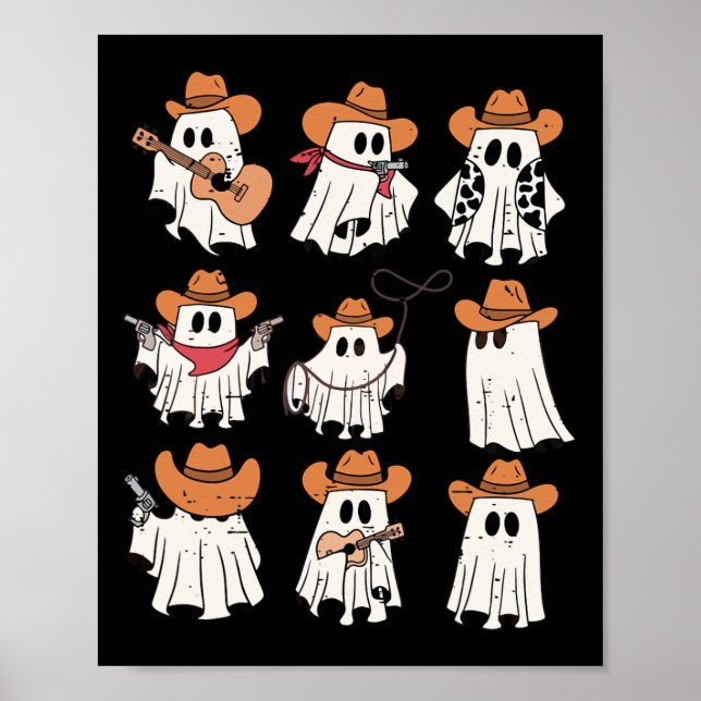 Póster Retro Western Halloween Cowboy Ghost Collage Spook (Frente)