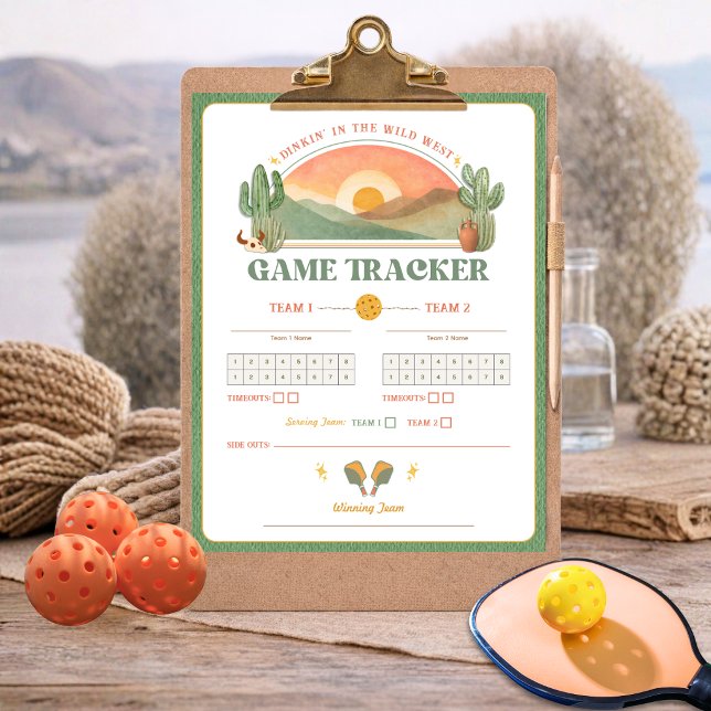 Póster Retro Western Pickleball Game Tracker Sheet  (Subido por el creador)
