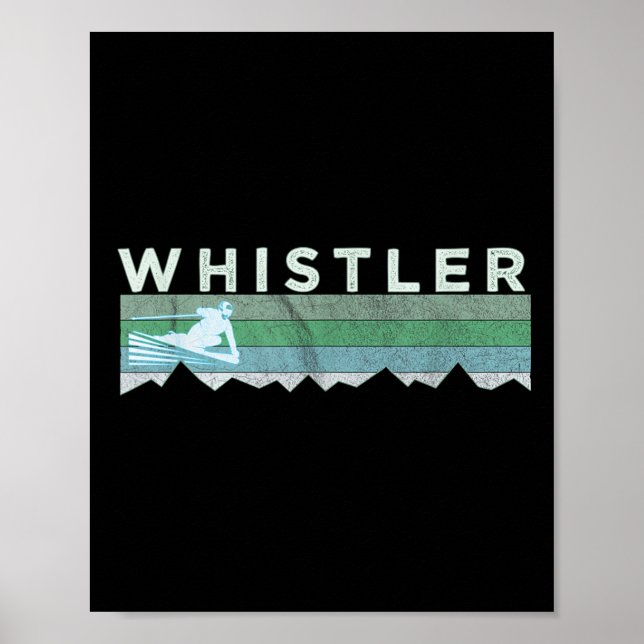 Póster Retro Whistler Bc Canadá Angustioso Esquí (Frente)