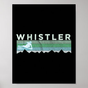 Póster Retro Whistler Bc Canadá Estropeado Esquí