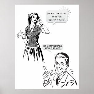 Póster Retro Woman Pregunta Acerca Del Matrimonio