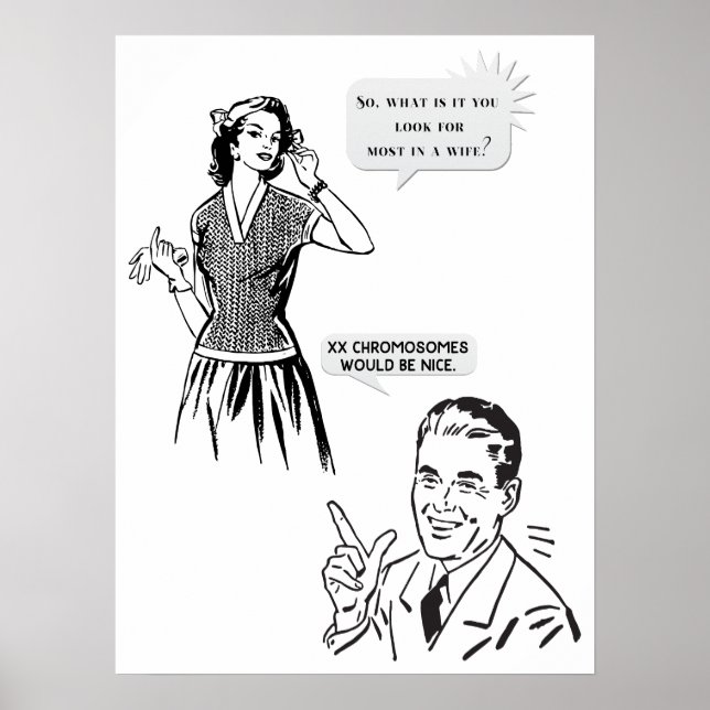 Póster Retro Woman Pregunta Acerca Del Matrimonio (Frente)