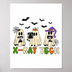 Póster Retro X-ray Tech Halloween Ghost Radiology Ghost R