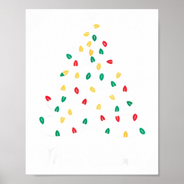 Póster Retro Xmas Merry Christmas Tree Lights  (Frente)