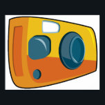 Póster Retro Yellow Point and Shoot Film Camera<br><div class="desc">Add a splash of color and nostalgia to your walls with this retro yellow point and shoot camera poster. Featuring a high resolution cartoon illustration of a vintage film camera in bright orange and yellow tones, this art print is the perfect decor for a home office, bedroom, or creative studio....</div>