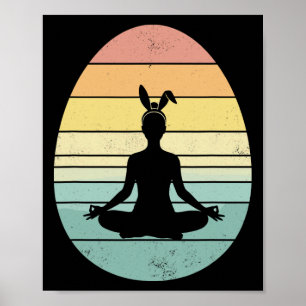 Póster Retro Yoga Huevo de Pascua Día de Pascua Mediación