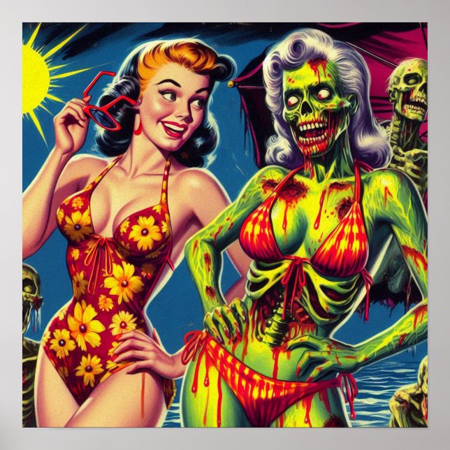 Póster Retro Zombie Pin-up (Frente)