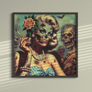 Póster Retro Zombie Pinup