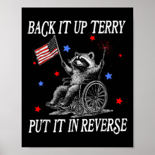 Póster Retrocede Terry Ponlo En Reversa Mapache Divertido