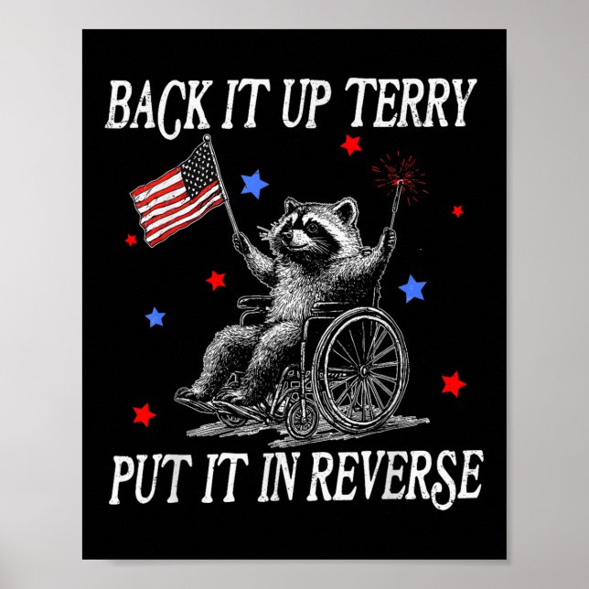 Póster Retrocede Terry Ponlo En Reversa Mapache Divertido (Frente)