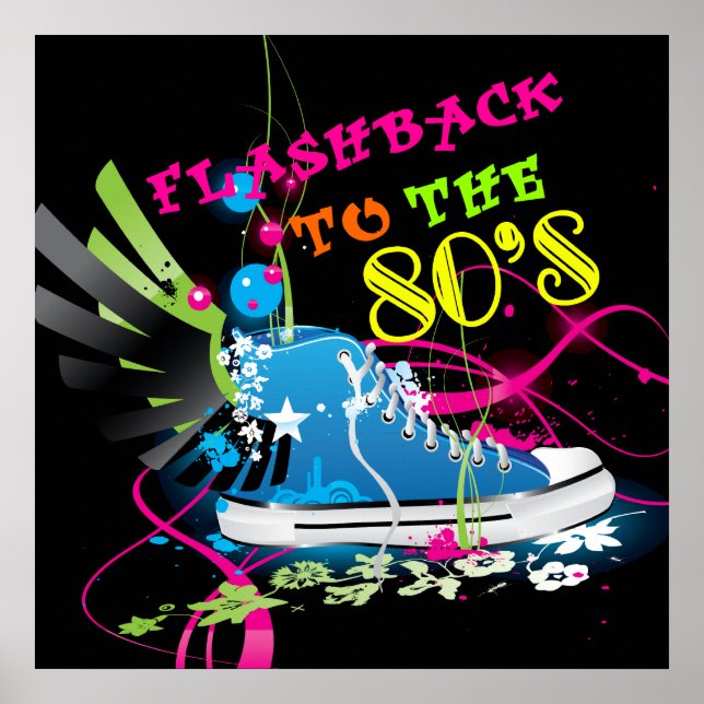 Póster Retroceso al Neon Sneaker de los años 80 (Frente)