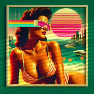 Póster Retrowave 80s Mujer
