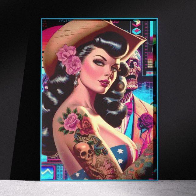 Póster Retrowave Western Pin-up (Subido por el creador)