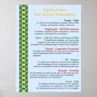 Póster Reúna "Round Kwanzaa Creaciones Nguzo Saba Poster