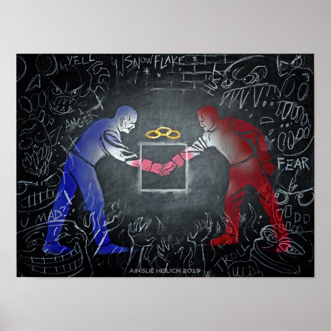 Póster Reunidos donde el mundo está cerrado (Frente)