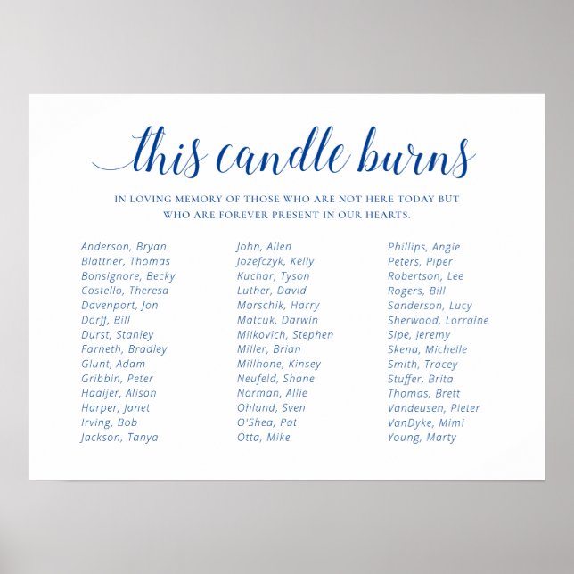 Póster Reunión de Clase Azul Esta Vela Arde Memorial (Frente)