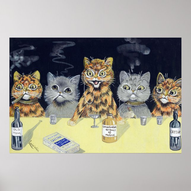 Póster Reunión de la Junta de Gatos, Louis Wain (Frente)