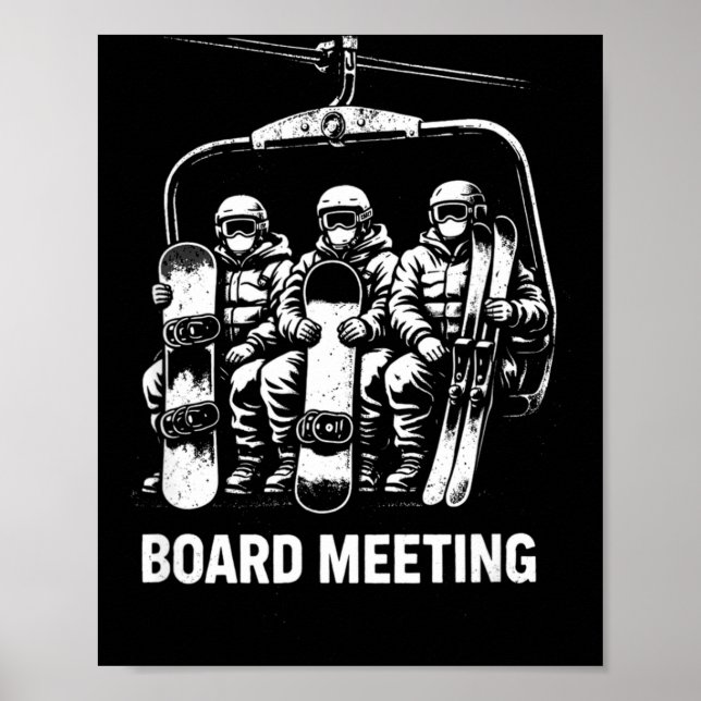 Póster Reunión de la junta de snowboard telesilla esquiad (Frente)