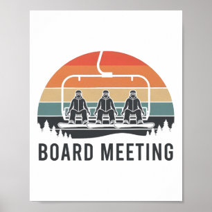 Póster Reunión de la Junta de Snowboard Telesilla Esquiad