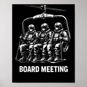 Póster Reunión de la junta de snowboard telesilla esquiad