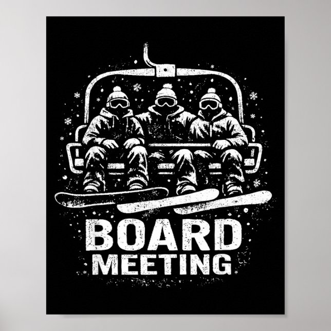 Póster Reunión de la Junta Divertida Snowboard Ascensor d (Frente)