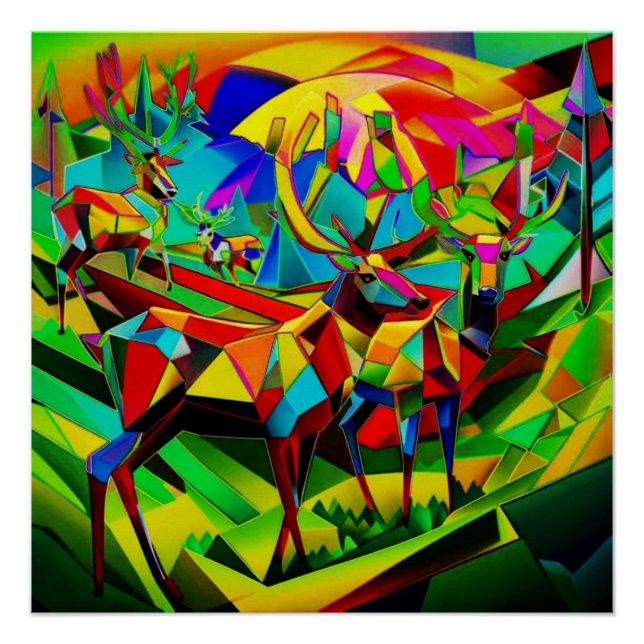 Póster Reunión de renos en el valle (Anverso)