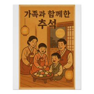 Póster Reunión de Songpyeon familiar - Chuseok retro core