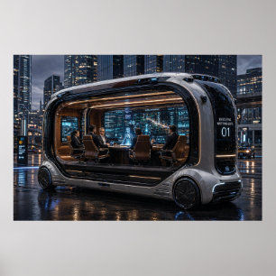 Póster Reunión Ejecutiva Futurista – Sala de Juntas Móvil