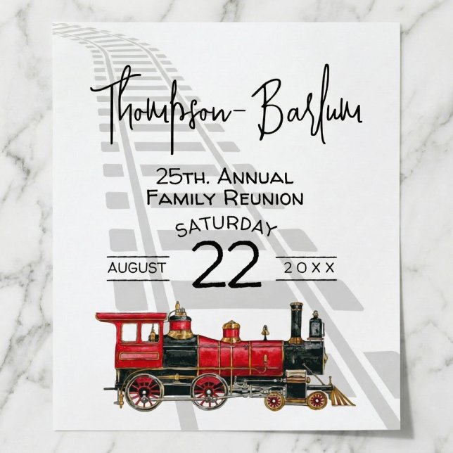 Póster Reunión Familiar Tren Rojo (Family Reunion Red Train Poster)