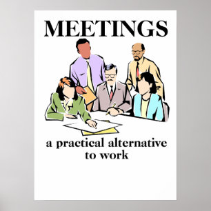 Póster Reuniones Oficina Humor Lugar de Trabajo Impreso D