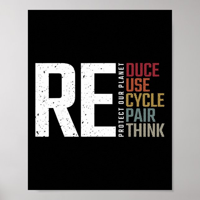 Póster Reutilización Repensar Repensar Repensar Reutiliza (Frente)
