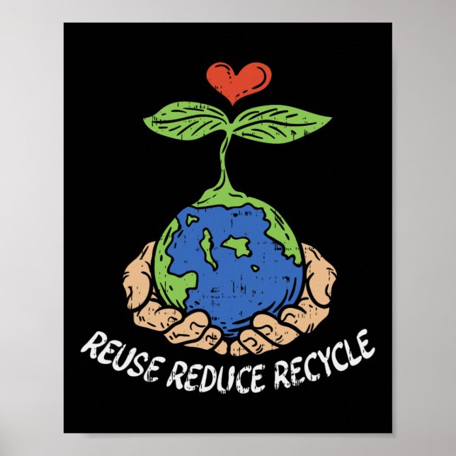 Póster Reutilizar Reducir Reciclaje Guardar planeta del D (Frente)