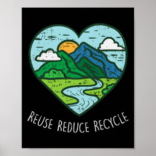 Póster Reutilizar Reducir Reciclar Día de la Tierra Regal
