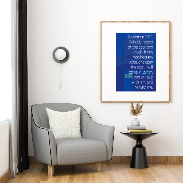Póster Revelación 3:20 He aquí me paro en la puerta azul (Subido por el creador)
