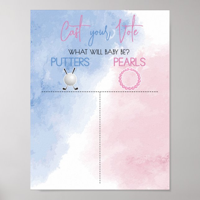 Póster Revelación de género de putters o Pearls pronuncia (Frente)