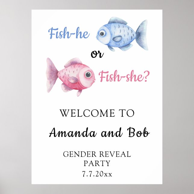 Póster Revelación de género Fish-he o Fish-she Bienvenido (Frente)