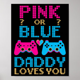 Póster Revelación de género rosa o azul Videojuego Papá J