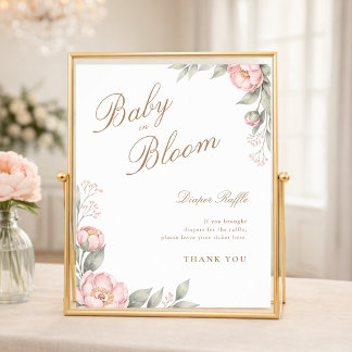 Póster Revelación de niña en flor Juego de rifa de pañale