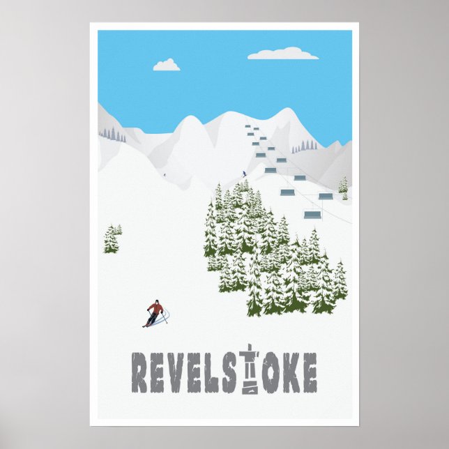 Póster Revelstoke, B.C. Canadá, esquí (Frente)