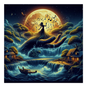 Póster Reverie a la luz de la luna – Paisaje de ensueño