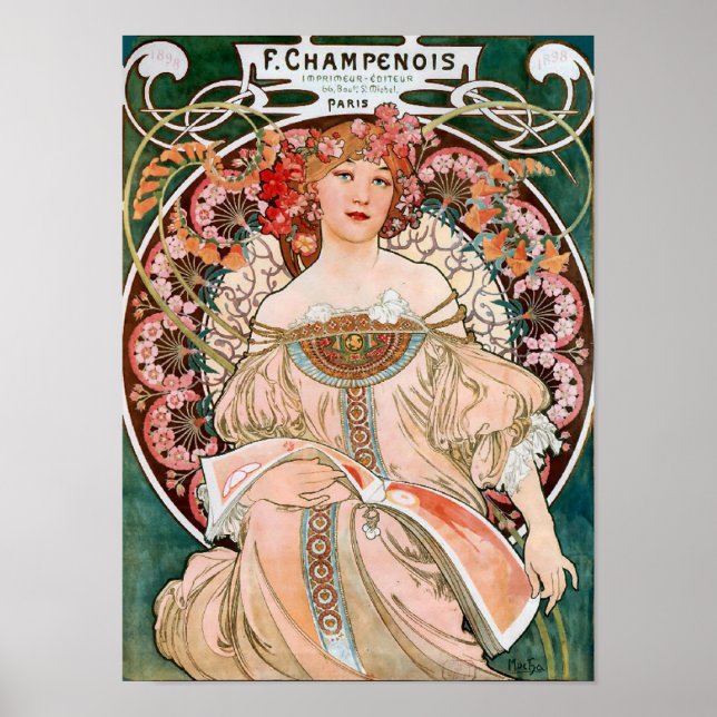 Póster Reverificado por Alphonse Mucha Decorativo (Frente)