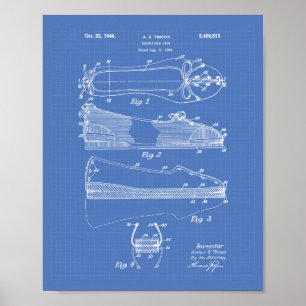 Póster Reversible Shoe 1946 Patent Art Blueprint