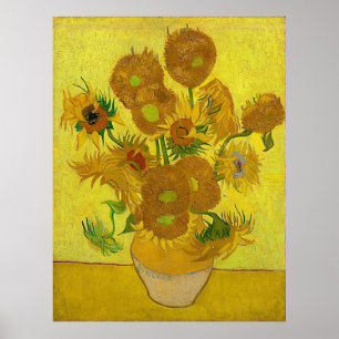Póster Revestimientos florales amarillos Vintage Van Gogh