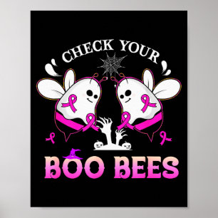Póster Revisa a tus abejas Boo Divertido cáncer de mama H