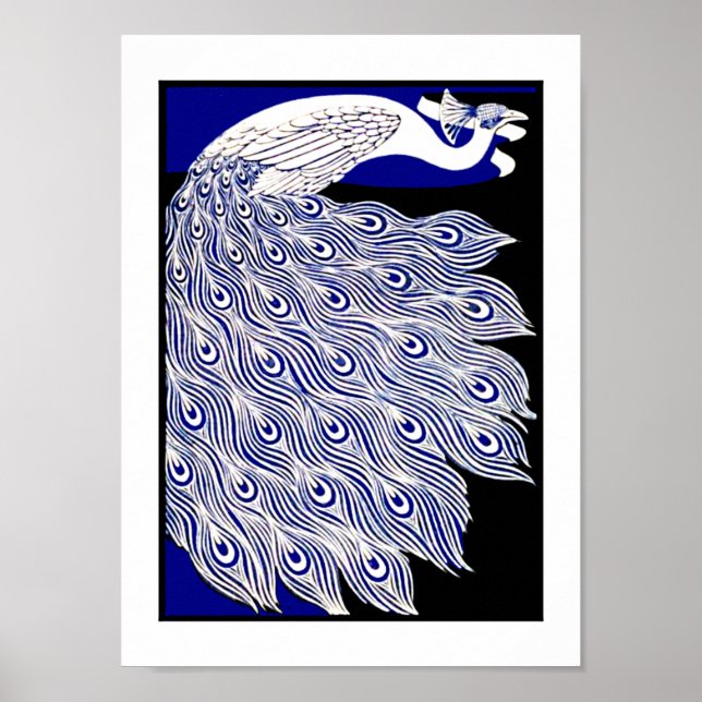 Póster revisado vintage pavo real el póster modern (Frente)
