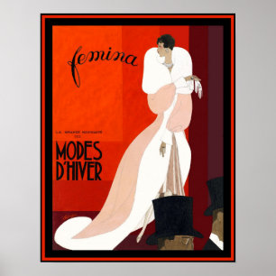 Póster Revista italiana de moda art déco Femina illustrat