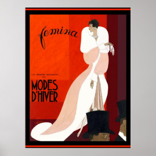 Póster Revista italiana de moda art déco Femina illustrat